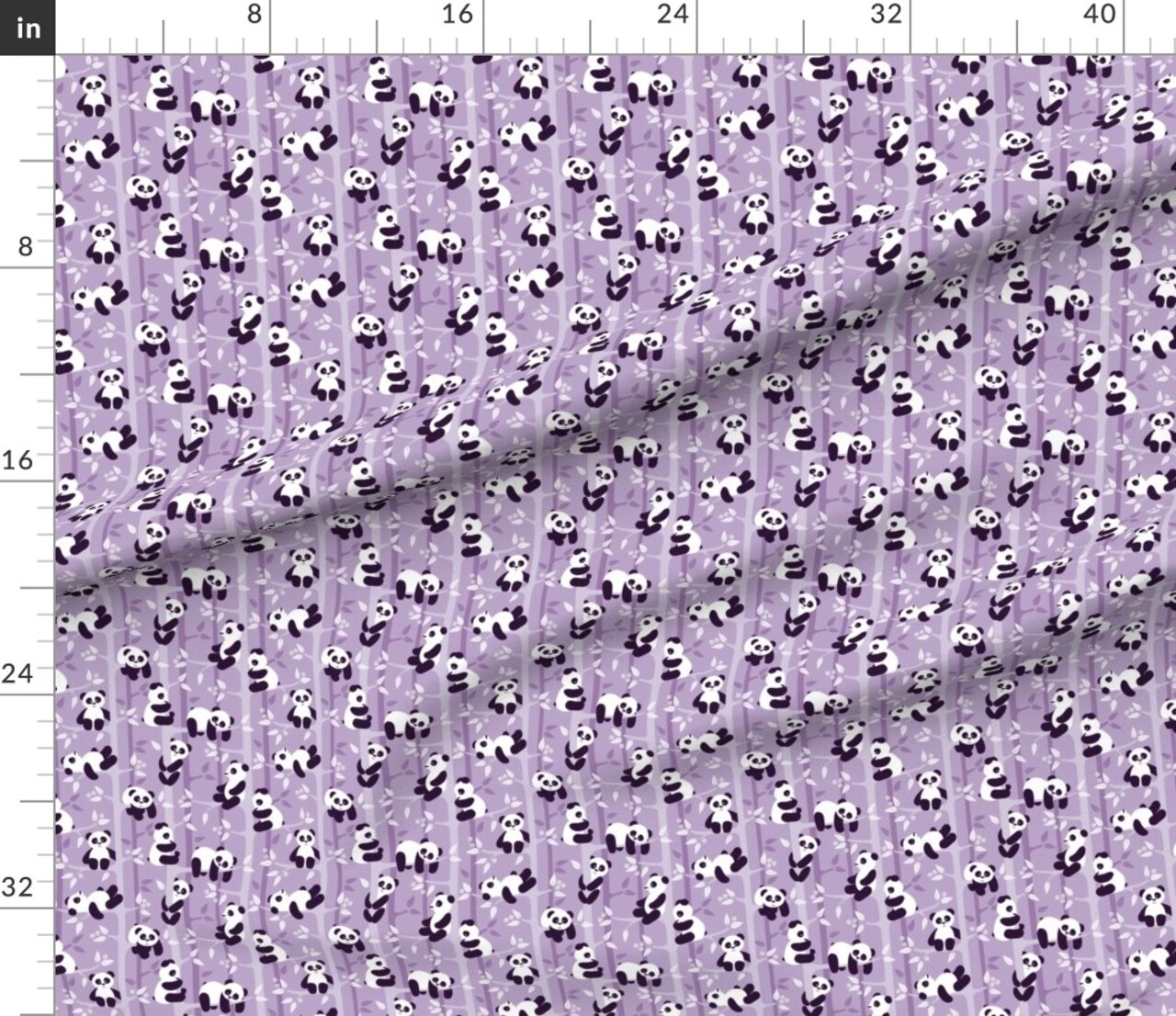 Panda Forest Lilac Small Purple China Animal Girl Bear Kids Custom Printed Fabric by Spoonflower Various Fabrics by the Yard or Fat Quarter